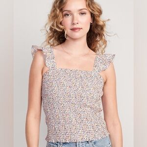 Old Navy Ruffle Square Neck Flutter Sleeve Top Smocked Bodice Top Medium Women’s